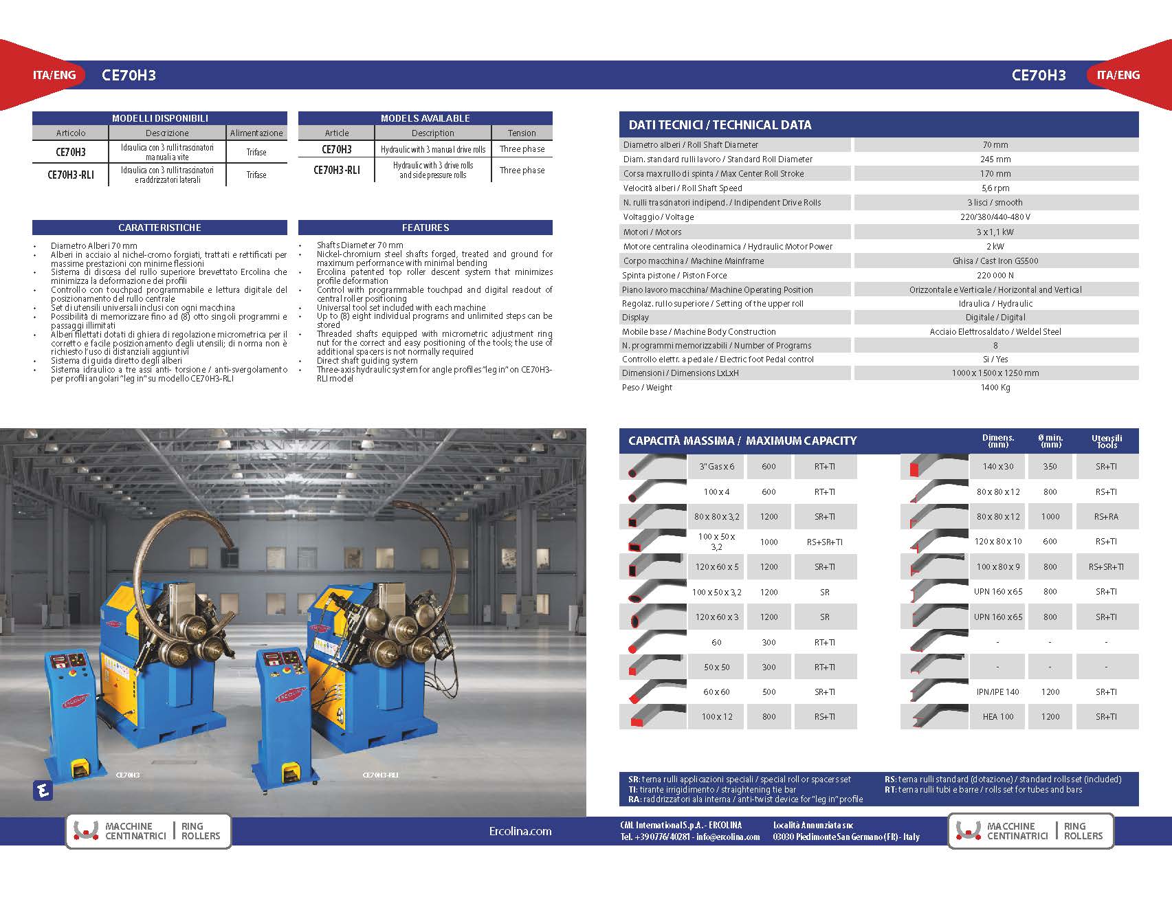 ERCOLINA - Profielwals - CE70 H3 RLI