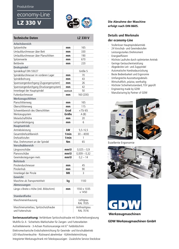 GDW Economy-line LZ 330 V draaibank